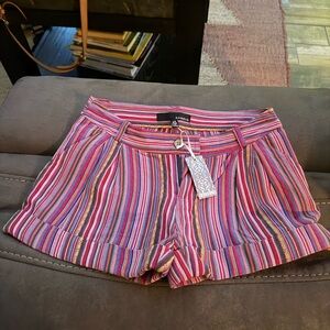 Kaisely Multicolor Striped High Waist Shorts XS
